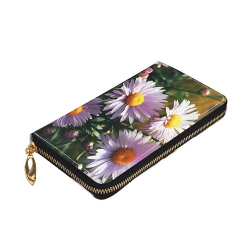 Daisy Plants Women Wallets Leather Zip Around Clutch Purses Waterproof Credit Card Holder With Phone Holder Ladies Travel Coin Purse3