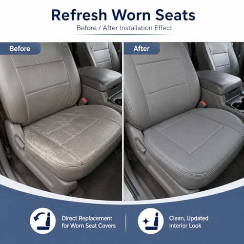 NLQR Gray Front Driver and Passenger Side Bottom Replacement Microfiber Leather Seat Covers Compatible with Toyota Sequoia Tundra 2000 2001 2002 2003 2004 2005 2006 by NLQR - Image 5