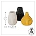 Iconic Scandi Baby Vases, Set of 3, Fluted, Color Soaked Yellow, White and Black, 4 Diameter x 4.75 Inches Tall, Modern Home Design