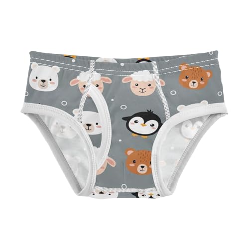 CHIFIGNO Boy Briefs Cute Cartoon Animals Gray Little Boys Underwear Printed Cotton Brief Underwear