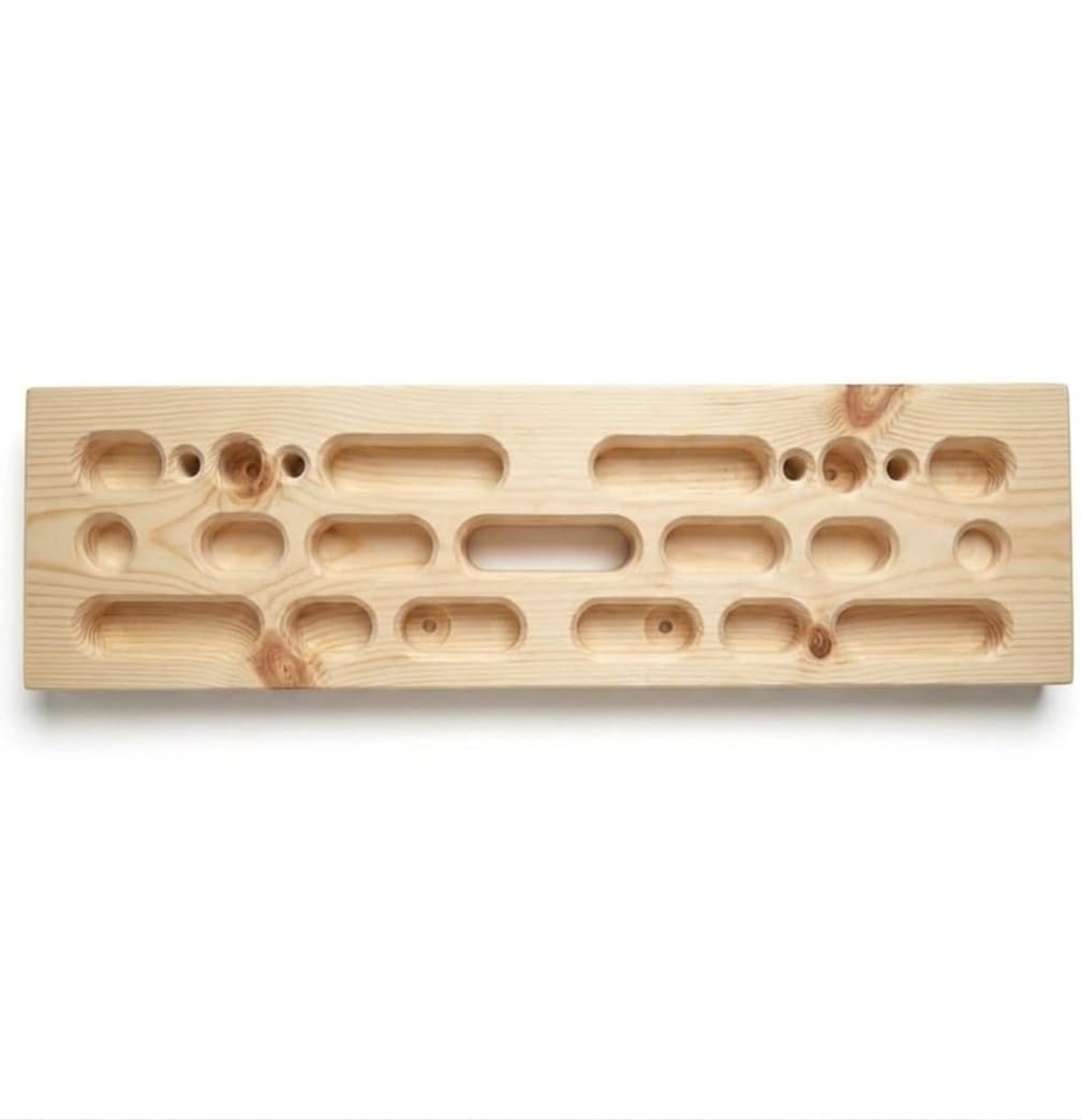 Wooden Rock Climbing Hangboard - Fingerboard for Grip Strength Training - Multi-Grip Bouldering Board for Home Gym & Doorway - Features Jugs, Slopers, Pockets & Edges-image-38