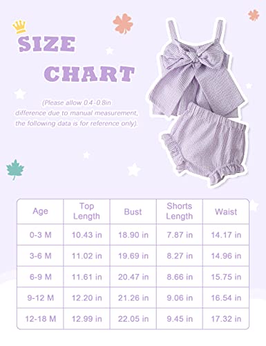 Lysink Newborn Baby Girl Clothes Stripe Sleeveless Bowknot Tank Top Shorts Set Summer Outfits Cute Baby Clothes Girl 0-18 Months (Purple,12-18 Months) #TOP5