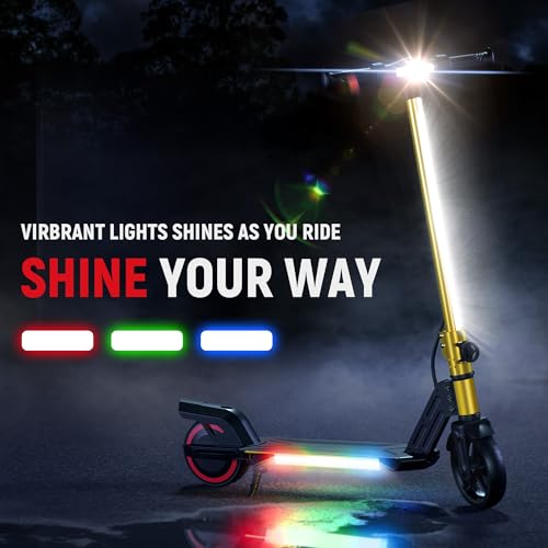 WEELMOTION Black Foldable Electric Scooter for Kids, Bright Front Bar Lights, LED Head Lights, Shining Pedal, Big LED Display, Dual Brakes 150W Motor Kids Electric Scooter, UL2272 Certified by WEELMOTION - Image 3
