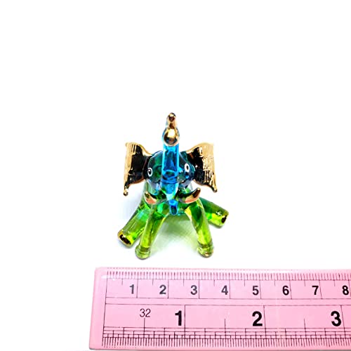 Handmade Set 2 Mini Elephant Blown Glass Art Wild Animal Collectible Figurines Figures Ornament Miniature Cool Stuff For Anniversary Birthday Wedding Gift Ideas Home Room Garden Outdoor Table Decor-A #TOP5