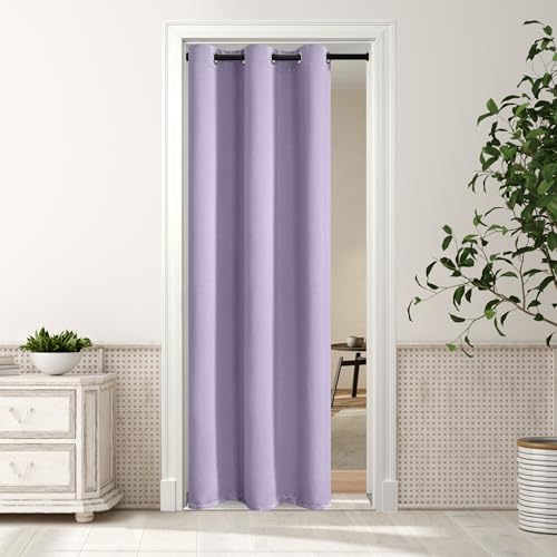 MYSKY HOME Lilac Closet Curtain for Doorway - Light Purple Door Panel for Living Room, Bedroom - Grommet Room Darkening, Thermal Insulated Blackout - 34 x 80 Inch