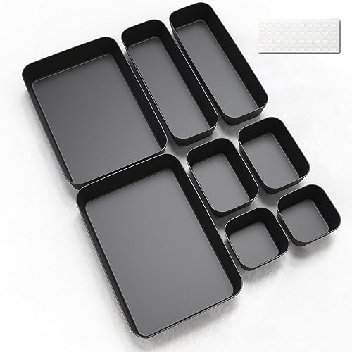 Schubladen Organizer Box 8Stk Organizer Schubladen Ordnungssystem Küche Badezimmer Kosmetik Gewürz Aufbewahrung Organisation Drawer Kunststoff Ordnungsboxen Büro Schreibtisch Trenner mit Silikonmatten
