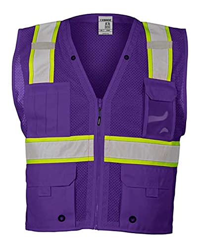 Kishigo EV Series Enhanced Visibility Multi-Pocket Vest S/M Purple/Lime B109