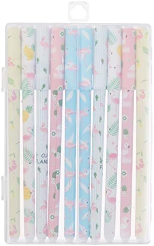 allydrew Wrapables Unicorn Flamingo Gel Ink Pens, 0.5mm Fine Point (Set of 10) for School, Office, Stationery, Flamingo Black Ink image 5