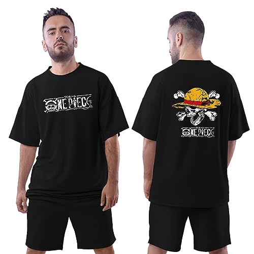 Image of Be Crazy Oversized Loose Baggy Fit Drop Shoulder Half Sleeves Pure Cotton Anime Graphic Printed T-Shirt for Men