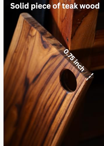 Image of Handcrated Teak Wood Cutting /Chopping Board | Reversible | (15x7x0.75 Inches) | Multipurpose Board | Long-Lasting | Excellent for Vegetables & Fruits (Teak Small)