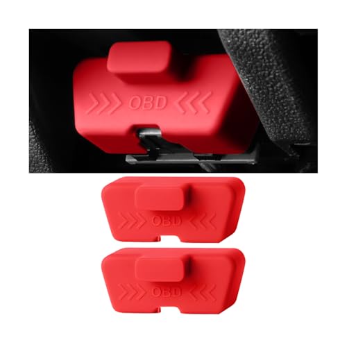 Sandfren 2Pcs Car OBD2 Diagnostic Connector Cap, Silicone Vehicle OBDII Port Dust Protector, Automotive OBD Interface Socket Protective Sleeve Cover Accessories, Universal for Sedan, Truck (Red)