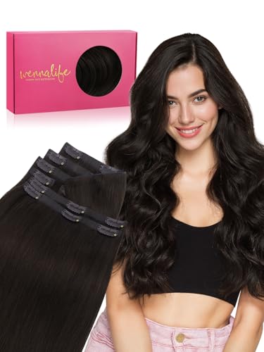 Image of WENNALIFE Invisible Edge Seamless Clip in Hair Extensions Real Human Hair