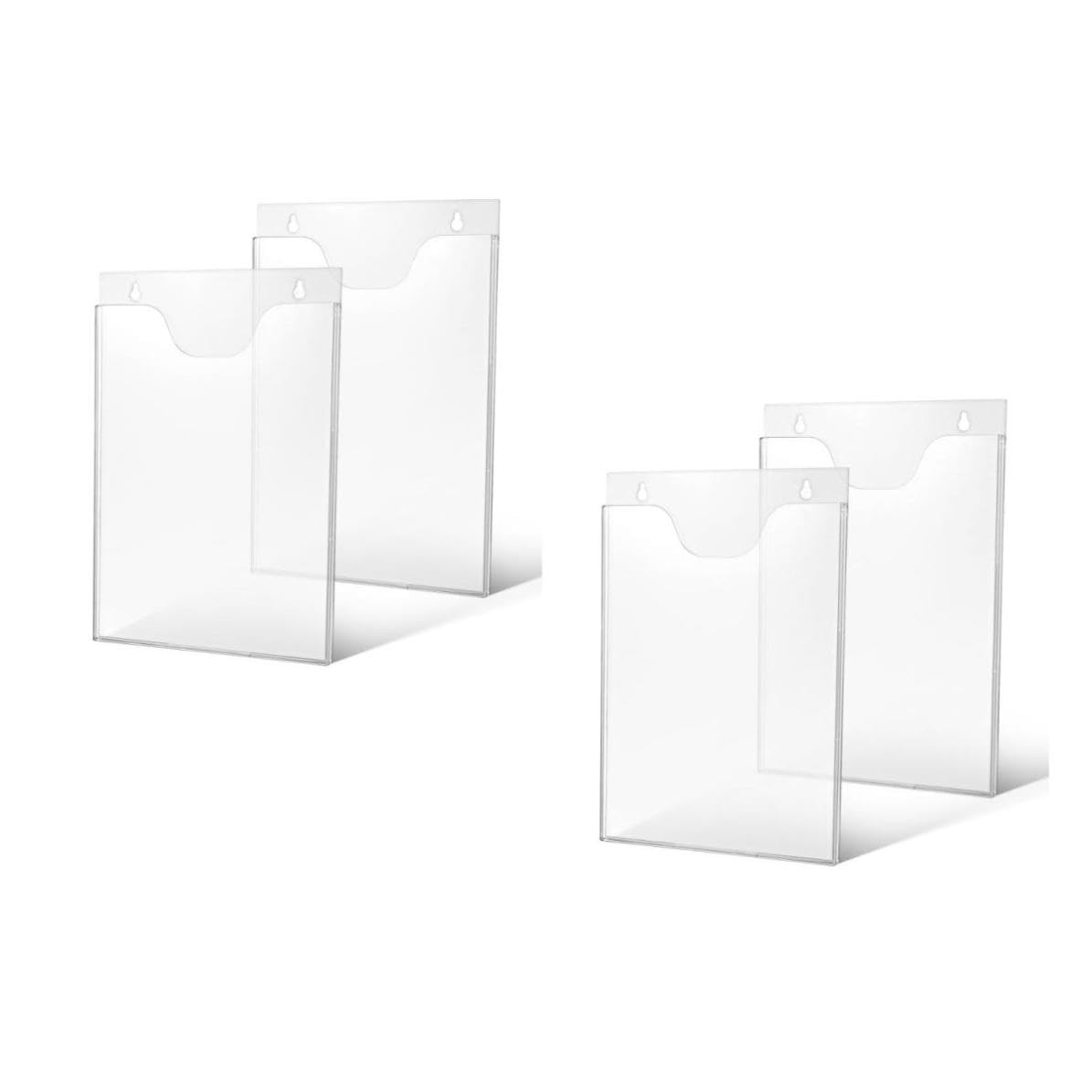 Housoutil 4 Stück Acryl Wandhalterung für Dokumente, Vertikal, Weiß