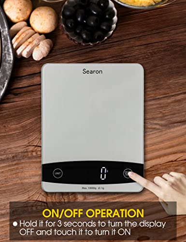 Searon Food Kitchen Scale Digital - Ounces And Grams Ml Lb,10Kg/22Lb Capacity For Weight Loss, Baking, Cooking, Keto And Meal Prep, Tempered Glass Panel - 7.9 X 6.3 X 0.6 Inches #TOP7