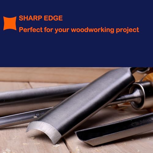 LWCUSNJ 4-Pieces Woodworking Wood Chisel Set,CR-V Steel Sharp Curved Edge Gouge Firm Wood Handle Carpentry Gouge Tools