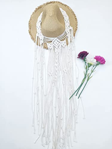 Kiido Wedding Veil Bride Headpiece Boho Headband Handmade Macrame Bohemian Bridal Tiara Headdress-39 Inches #TOP2