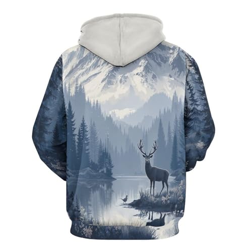 Pull à capuche cerf sauvage homme imprimé nature et style cool - 4