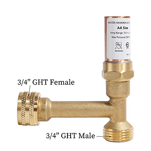 Watflow Water Hammer Arrestor 3/4\"GHT Thread, Water Hammer Arrestor Washing Machine, 2 Pcs