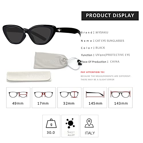 MYSNKU Small Trendy Skinny Cat Eye Sunglasses Women Retro Tiny Square UV400 Protection Glasses3