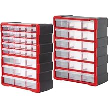 INTERTOOL Small Parts Hardware Organizer - 2x 39 & 18 Removeable Drawer Bins & Dividers - Screw Storage Tool Box with Wall Mounts - For Bolts, Craft Beads, Legos - 19 x 15 x 7 - BX08-4013-4019