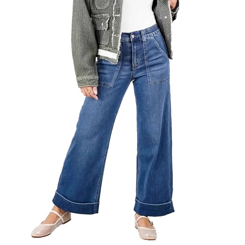 Wide Leg Jeans Woman Straight High Waisted Jeans 90s Y2k Flap Pocket Carpenter Cargo Pants for Women 2025 Trendy