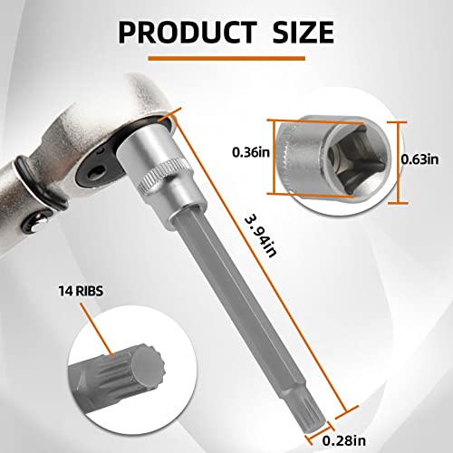 Brooday Dsg Gearbox Clutch Motor Unlocking Tool, Transmission Alignment Removal Tools For Ford Dps6 / 6Dct250 Focus Car Motors, 3/8"Dr. X 14Ribs #TOP2