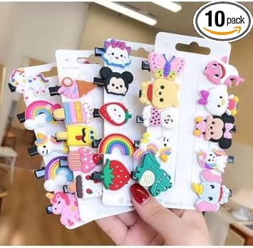 Styling fashion 10pcs Rainbow Unicorn Ice Cream Hair Clips Set Baby Hairpin For Kid Girls Toddler Barrettes Hair Accessories (Mix pattern)