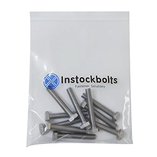 Image of 3 /8-16 x 1 inch Hex Head Screw Bolt, 304 Stainless Steel 18-8, Full Thread, Coarse Thread UNC, ASME B18.2.1, 10 Pcs-Pack