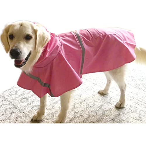 HAPEE Dog Raincoats for Dogs with Reflective Strip Hoodie,Rain Poncho Jacket (Back Length 20', 25-Pink)