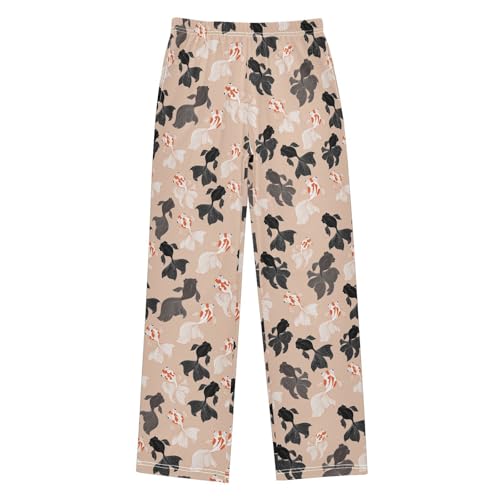 ZZXXB Goldfish Swimming Boys Long Pants Soft Trousers Elastic Waist Kids Lounge Bottoms with Pockets S-XL