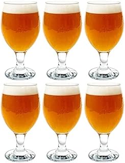 Vikko Beer Glass, Set of 6 Belgian Style Beer Glasses, Large Size 13.5 Ounce, Dishwasher Safe Durable Drinking Glass for Craft Brews, Beer or Water