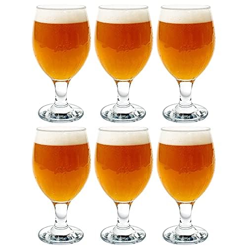 Vikko Beer Glass, Set of 6 Belgian Style Beer Glasses,