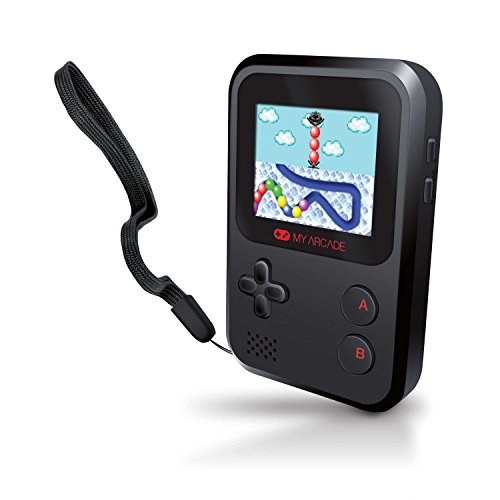 My Arcade Gamer Mini - Portable Gaming System - 160 Retro Style Games - Small Compact Size - Wrist Strap Included - Battery Powered - Full Color Display - Volume Button, Black, (DGUN2953)