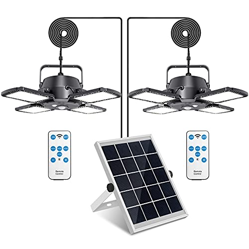 Aqonsie Solar Pendant Lights Outdoor Indoor, 1000Lm Dual Head Solar Shed Light, 120° Adjustable Solar Motion Sensor Light With Remote & 4 Lighting Modes For Shed Gazebo Home Barn Chicken Coop Patio #TOP7