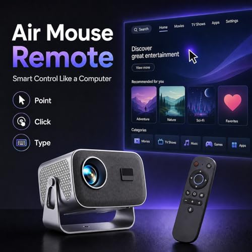 جهاز عرض ذكي صغير 1080P 4K من دوفين، واي فاي 6 وبلوتوث 5.4، تركيز تلقائي 12000 ANSI وتجنب العوائق، جهاز عرض خارجي محمول لايفون/اندرويد/تلفزيون/HD، بلوتوث صغير جاهز روكو
