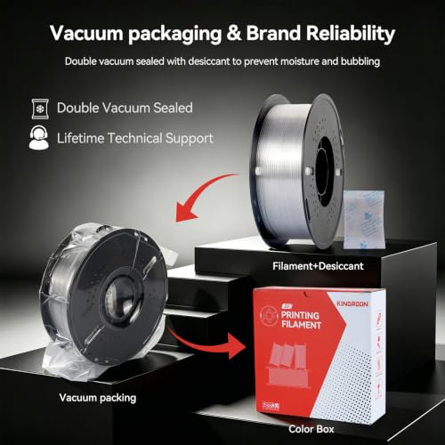Image of Kingroon PETG 3D Printer Filament, High Strength, Low Warping, Odorless, Dimensional Accuracy + /- 0.02 mm, 1kg Spool(2.2lbs), 1.75 mm, Clear