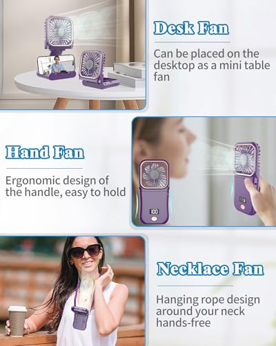 Portable Fan Rechargeable,Personal Fan Handheld Fan,180°Foldable Cooling Fan Mini Desk Fans Small Quiet Table Fan,Battery Operated Fan USB Small Fans as Lash Fan/Eyelash Fan for Womens Girls