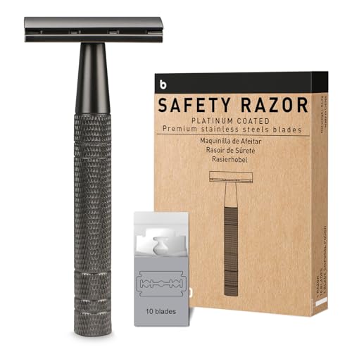 BULIMICA Matte Black Safety Razor with 10 Blades