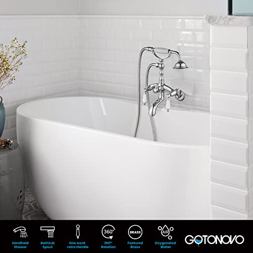 Polish Chrome Clawfoot Tub Faucet Wall Mount Hand Held Shower Bathtub Faucet Set With Matching Widespread Bathroom Faucet Polished Chrome Silver 3 Holes Deck Mounted Basin Mixer Tap #TOP1