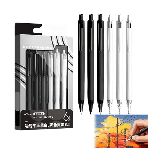 Permanent Marker-Fine Point Pens Assorted Colors | Retractable 0.7mm 6 Colors Washable | Acrylic Colored Pens Set | For Office S