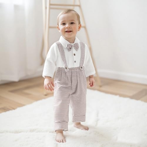 Image of VISGOGO Toddler Boy Linen Outfit Baby Boy Fall Winter Clothes Set Button-Down Shirt Tops Cotton Linen Pants 2PCS
