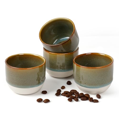ZEBERBO Ceramic Espresso Cups Set, Espresso Coffee Mugs, Special Glazed Demitasse Cups Expresso Coffee Cup for Espresso Machine (Kiln-Fired Blue)