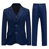 Sliktaa Jungen Anzug 4 Teilig Formeller Kinder Gentleman Outfit Anzüge Set Slim Fit mit Fliege Hochzeit Taufe Marineblau 18 Jahre
