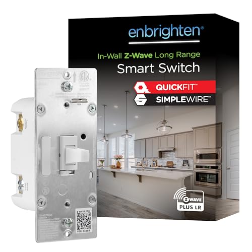 Enbrighten 800 Series Z-Wave On/Off Toggle Switch, Long Range 800LR, Quick Fit, Simple Wire, Direct 3-Way (No Add-On Switch Needed), Smart Hub Required, Compatible with Alexa, Google Home, 76592