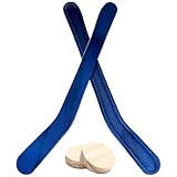 Soulchen 2 Sets Replacement Hockey Sticks and Pucks for Classic Wooden Tabletop Games Hockey Game Slap Shot Extra Accessories for Family Adults Kids Children (Blue)