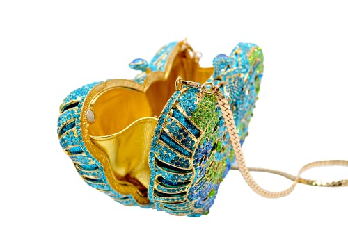 Umren Women’s Elegant Butterfly Rhinestone Evening Bags Luxury Crystal Clutch Wedding Party Cocktail Handbag Purse (One Size, Blue) #TOP2