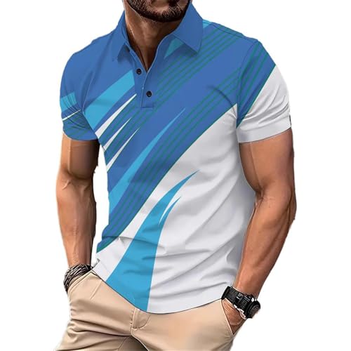 Polo homme bleu manches courtes col revers vêtements affaires sport chic