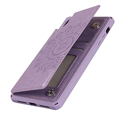 Zouzt [Rfid Blocking] Datura Flowers Case For Iphone Xs/X Wallet Case With 3 Card Holder Hand Strap Premium Pu Leather Case,Magnetic Durable Phone Back Cover Purple #TOP2