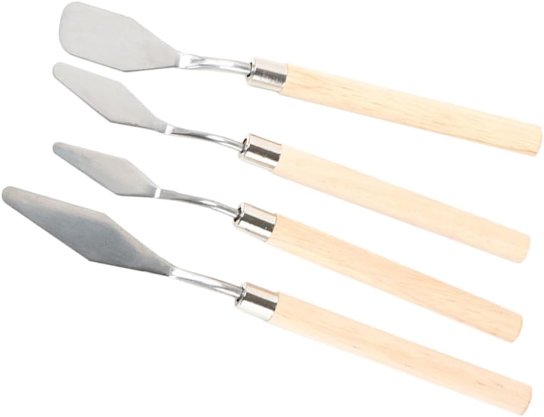 4Pcs Professional Oil Painting Scrapers for Mixing Spreading Texturing Multi-purpose Art Palette Knives for Acrylic Ceramics Suitable for Artists and Students