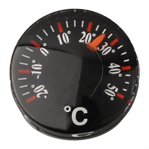 Termómetro para interiores y exteriores, medidor de pared para invernadero, jardín, hogar, habitación, marco de plástico negro (20 mm)